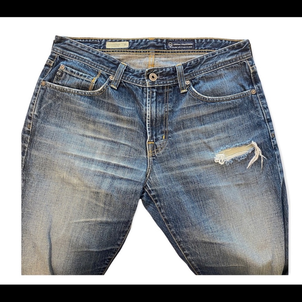 AG Adriano Goldschmeid the protege straight leg distressed jeans 33 x 32